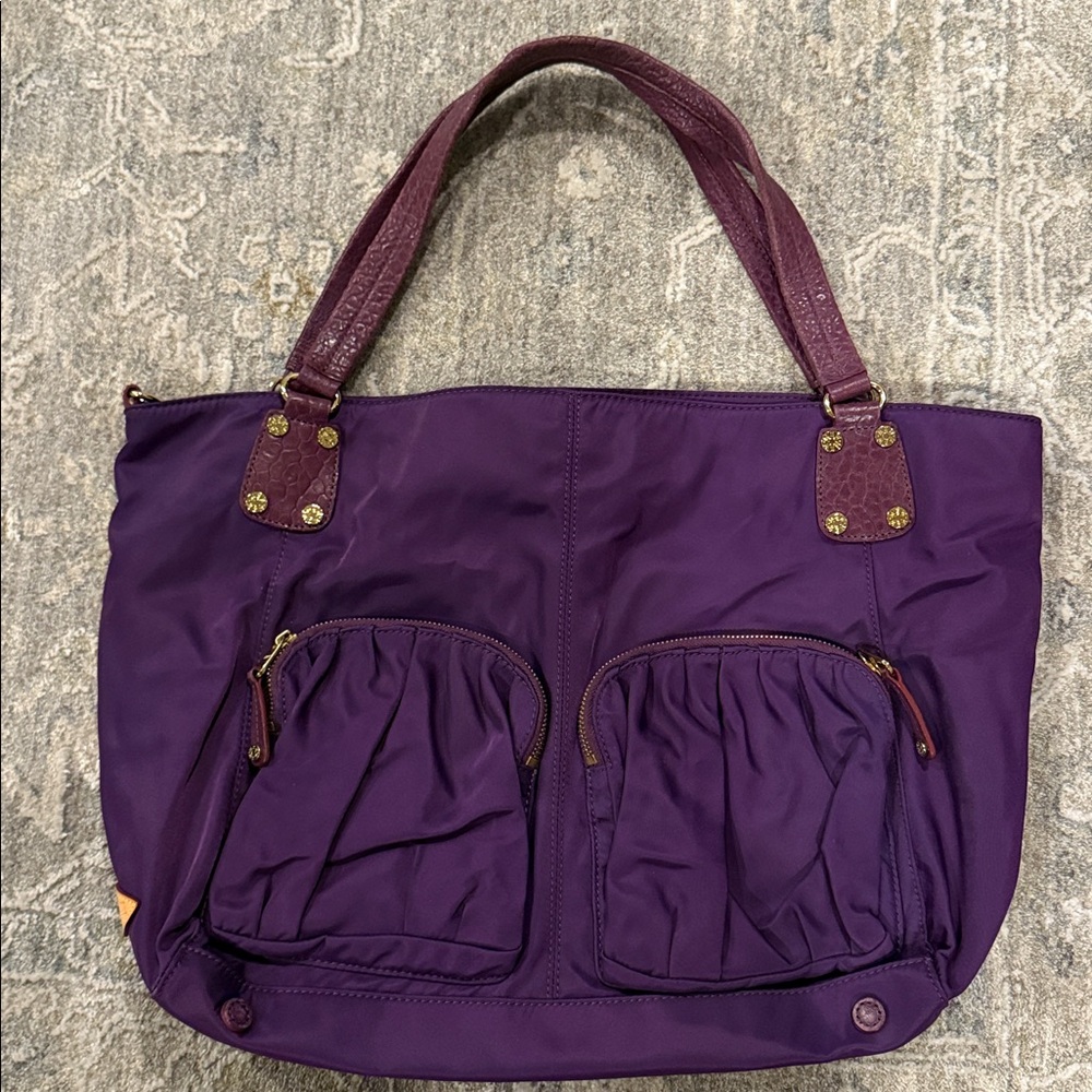 Vintage MZ Wallace Deep Purple Tote with Dual Front Pockets